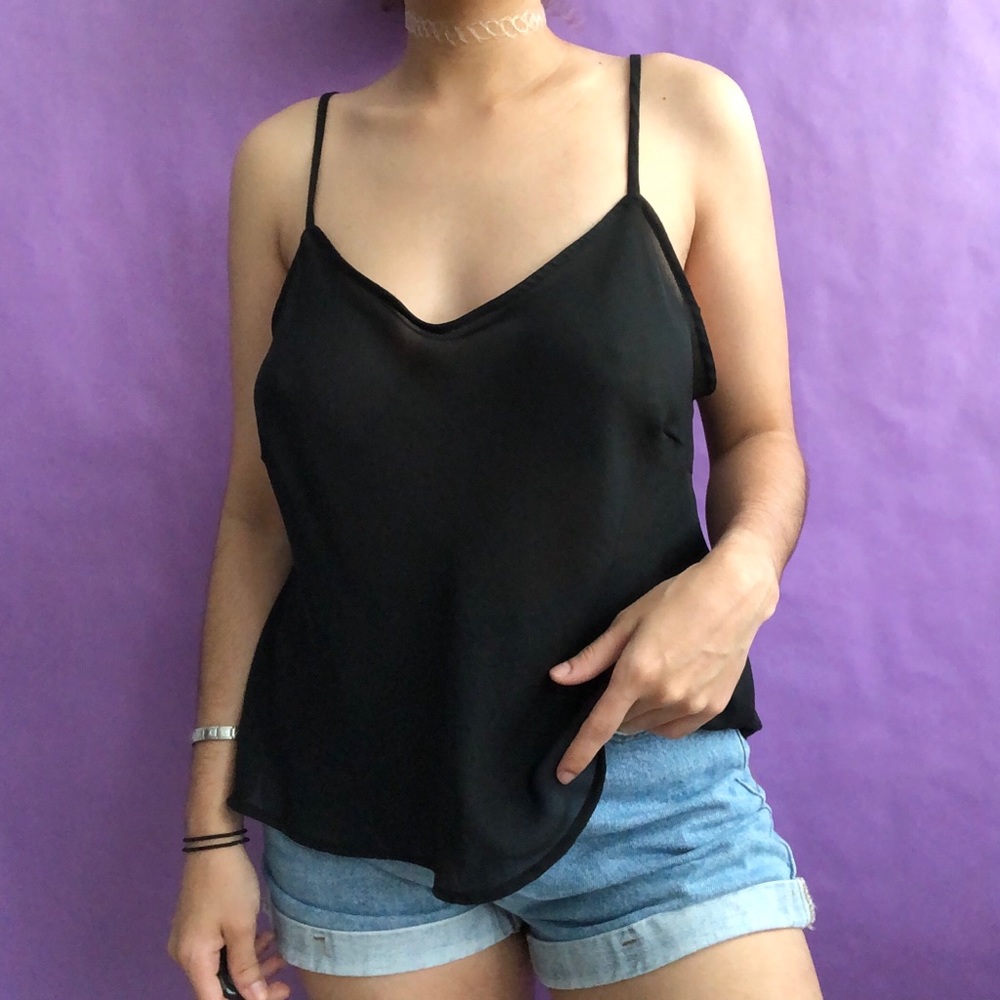 Slinky Early 2000 Esque Black See Through Cami Top